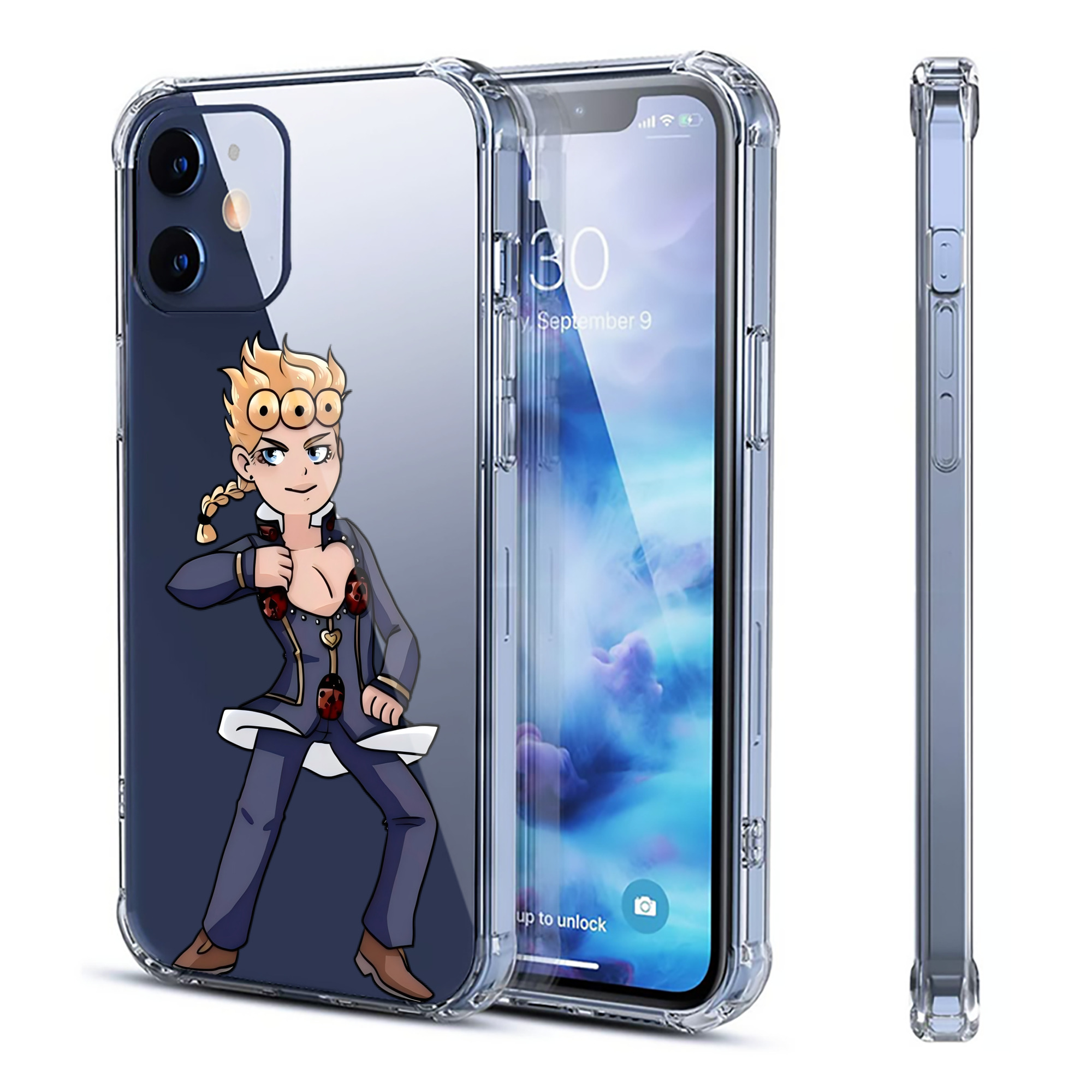 （画像用） ジョジョの奇妙な冒険 ジョルノ?ジョバァーナ JoJo's Bizarre Adventure Giorno Giovanna 【iPhone 12シリーズ対応】透明スマホケース（クリアソフトケース）